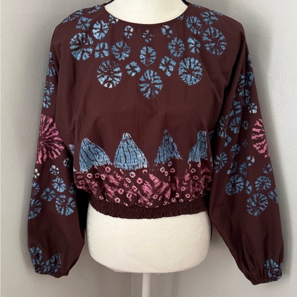 Sea New York Yana Tie-Dye Long Sleeve Cropped Top in Rose Large - Picture 9 of 9
